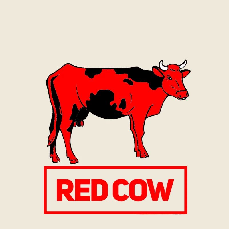 Illustration vintage vache rouge