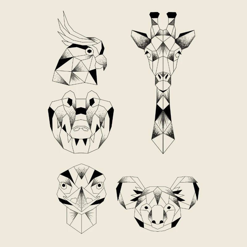 Animaux geometrie origami perroquet crocodile 