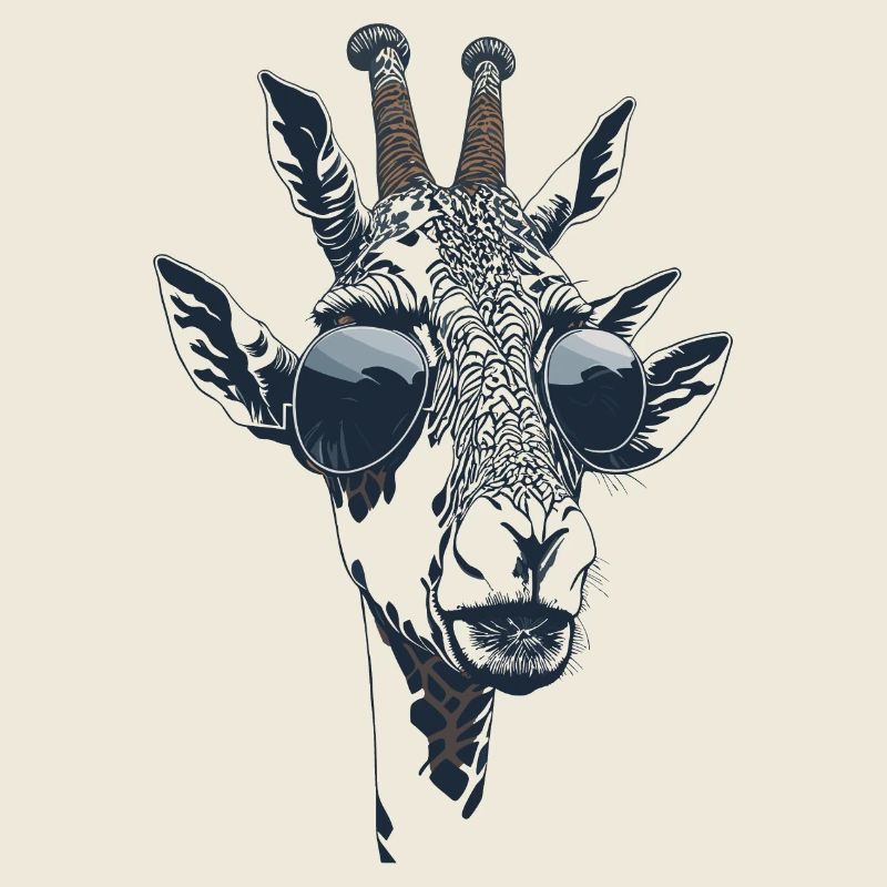 Le portrait d’une girafe avec des lunettes de soleil