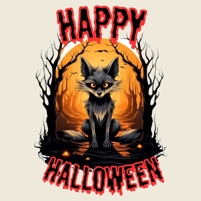Halloween Black Wolf Motif