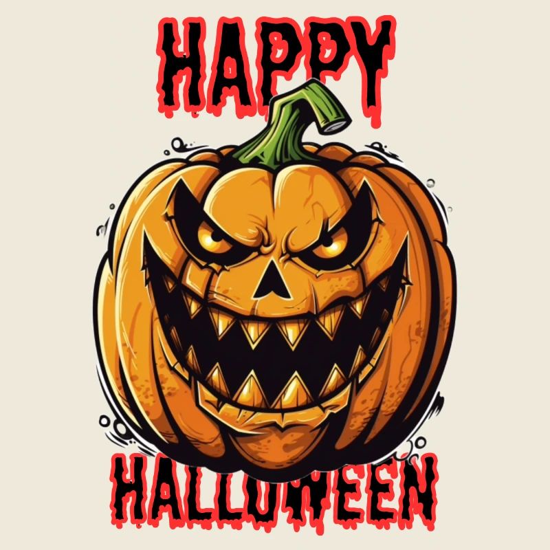 Spooky Halloween pumpkin with evil grin