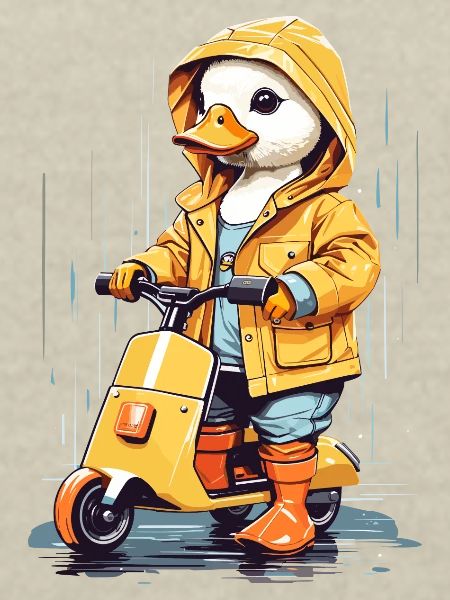 Cute duck with roller