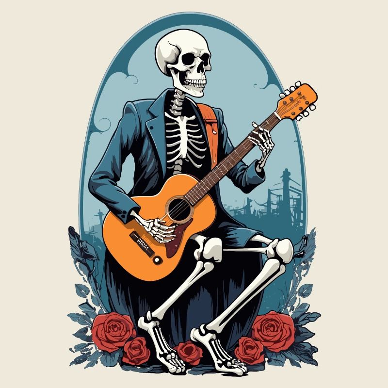 Skeleton Playing Guitar