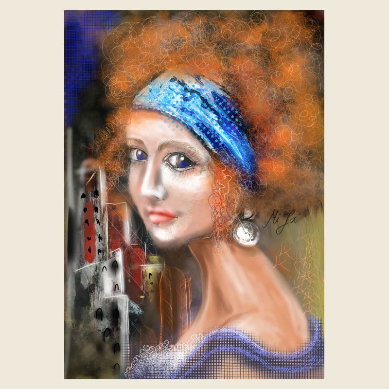 Farbige Retro-Porträtkunst mit Farbspritzereffekt