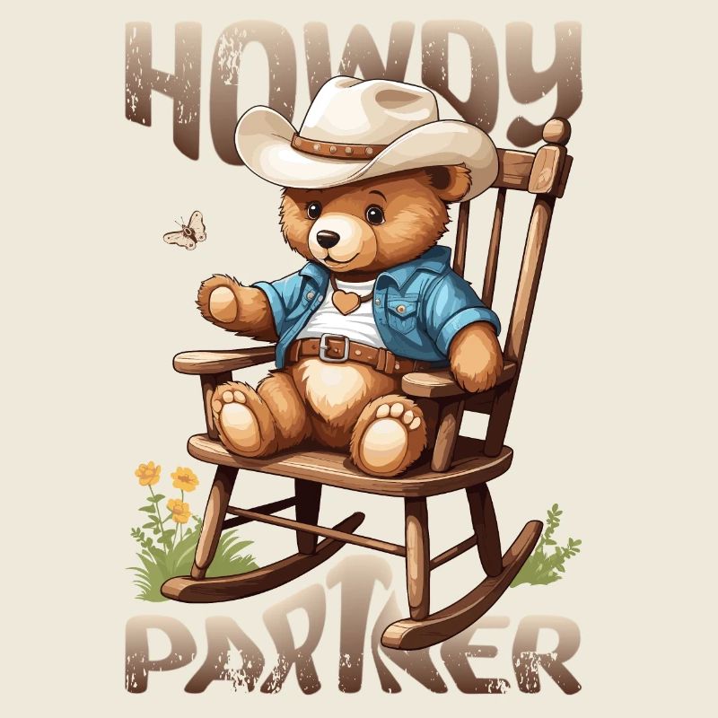Cute bear with cowboy hat