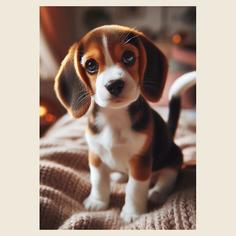 Adorable Beagle Puppy on Cozy Blanket
