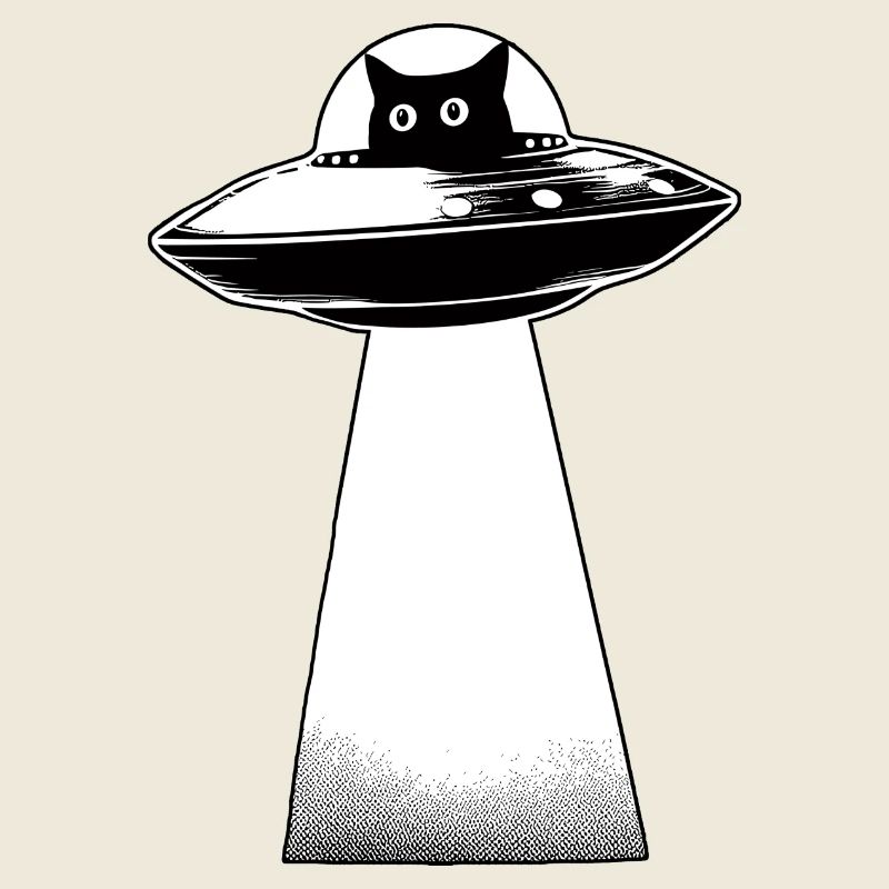 Chat Invasion OVNI Alien Espace Galaxie 3D Effet Coupe