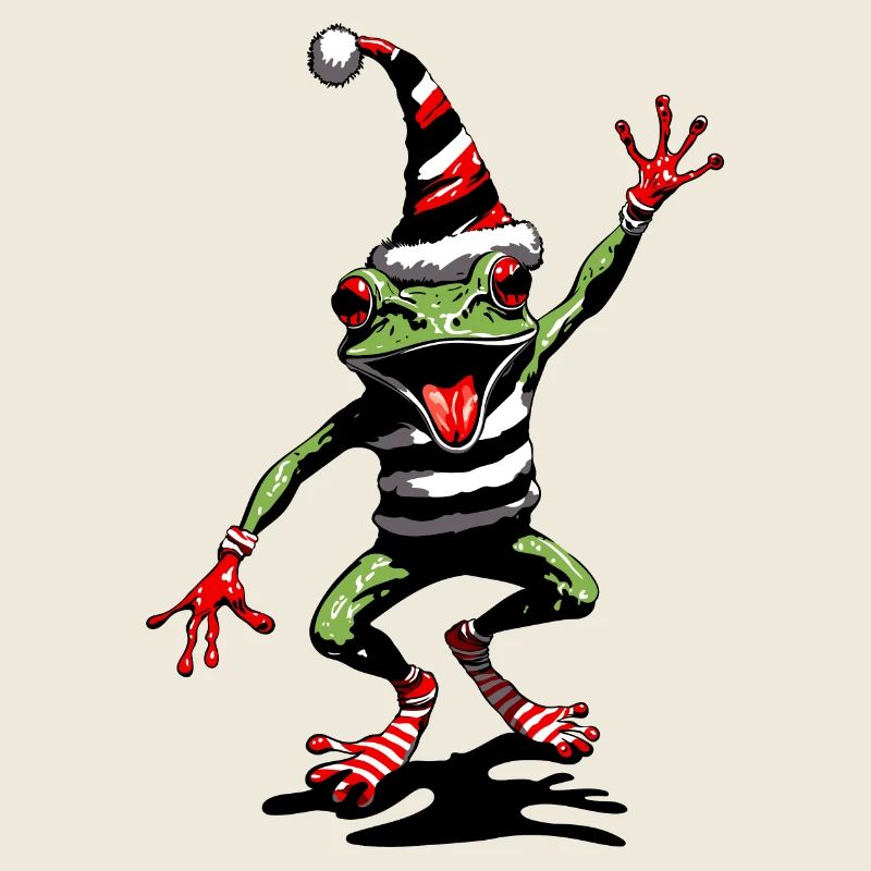 Dancing frog with Christmas hat