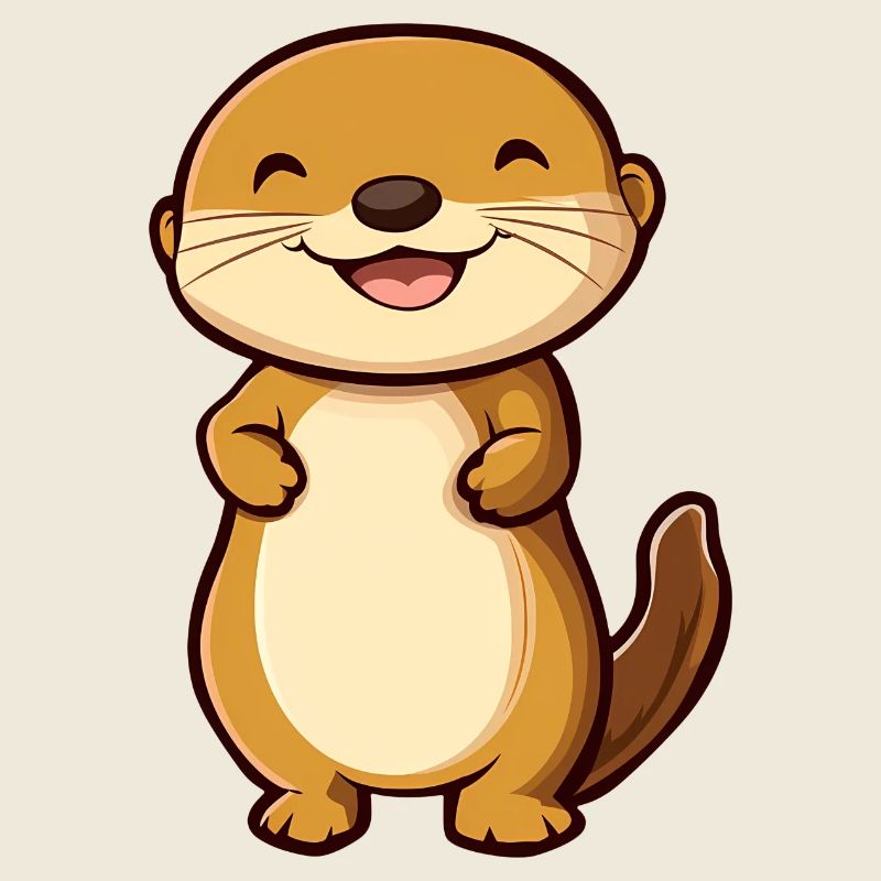 Loutre mignonne et heureuse dans le style dessin animé - Adorable