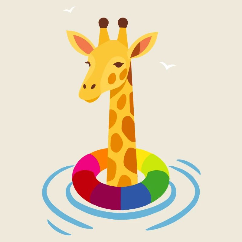 Giraffe with Swimming Rings – Summer Fun in Style