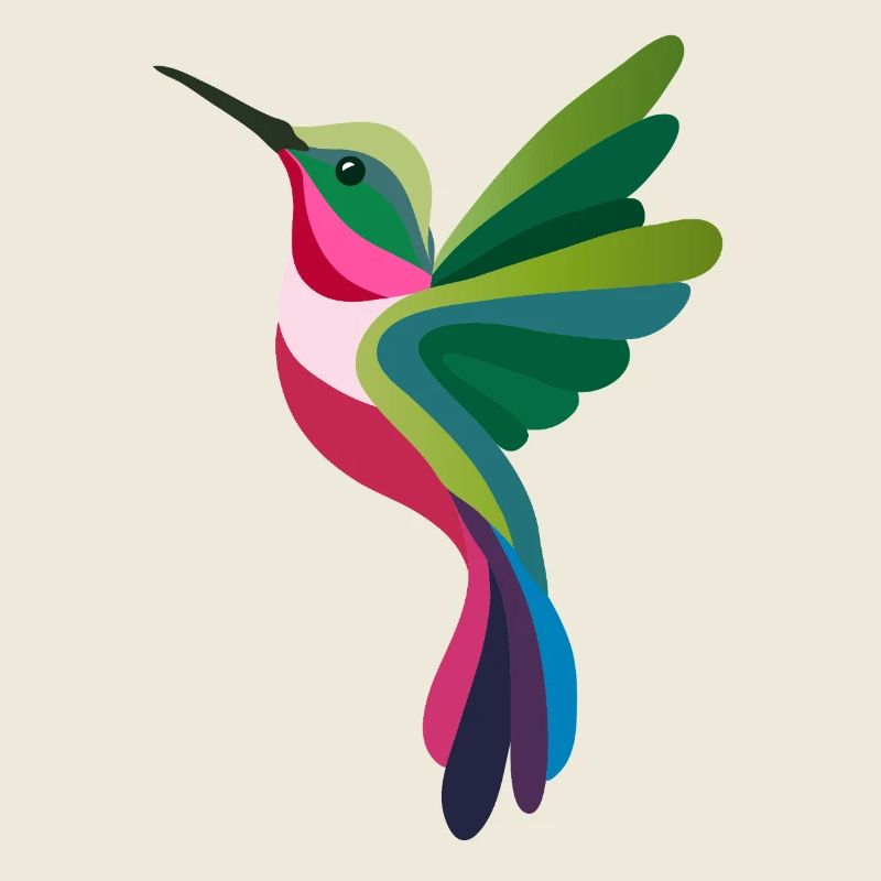 Colibri coloré dans un style moderne en papier découpé