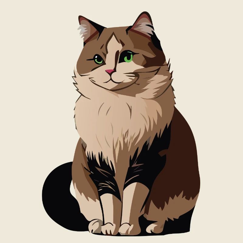Cute Indoor Cat Style Illustration