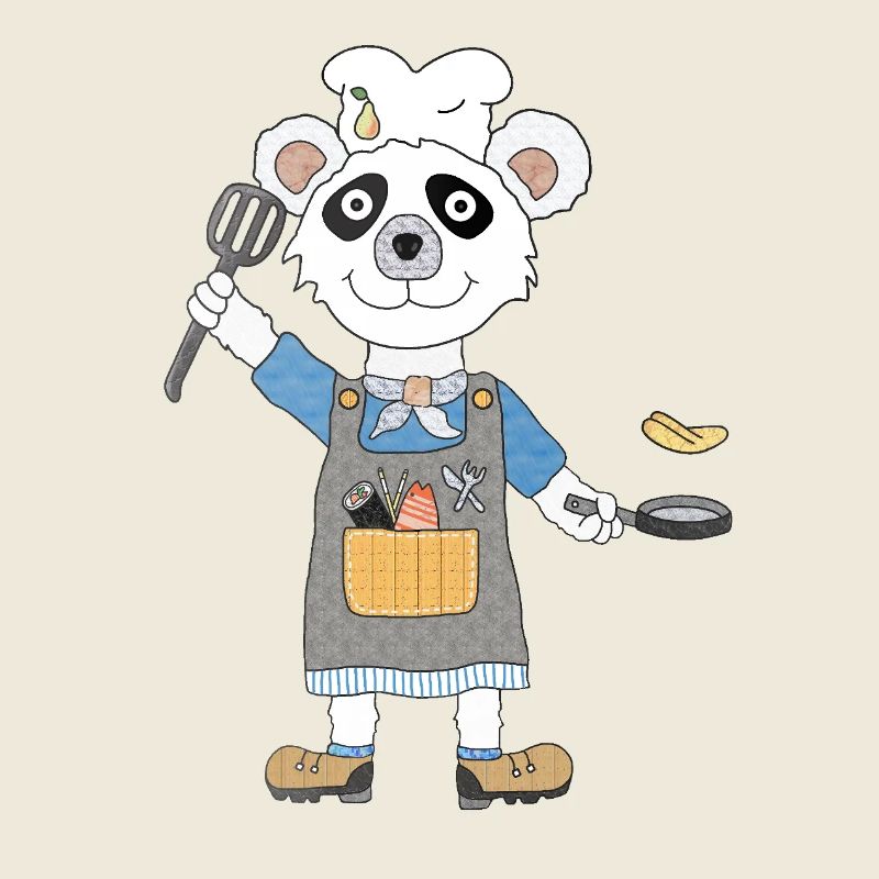 Panda Cook Bamboo and Frying Pan