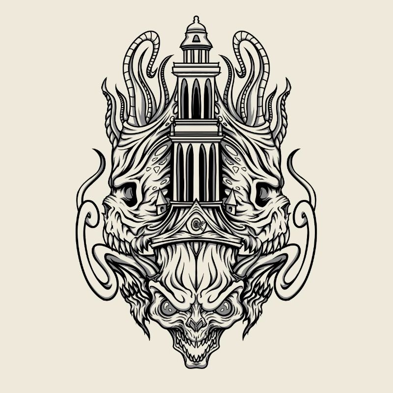 Occult Tower Demon – Gothic Dark Symmetry Kunst