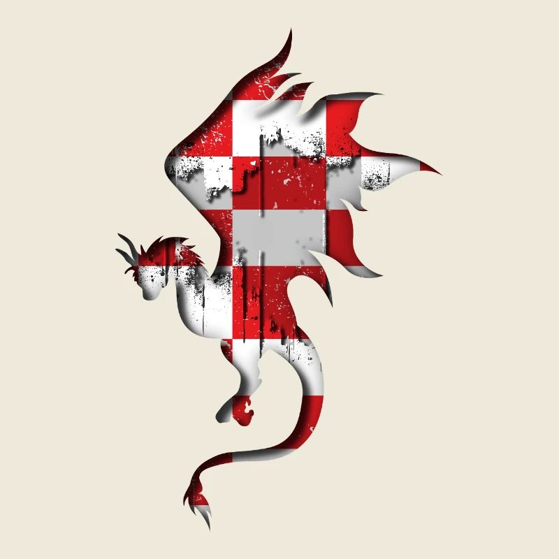 Drapeau de la Croatie - Croatie - Silhouette de dragon