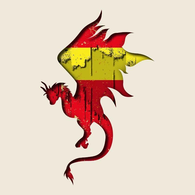 Drapeau de l’Espagne - Espagne - Silhouette de dragon