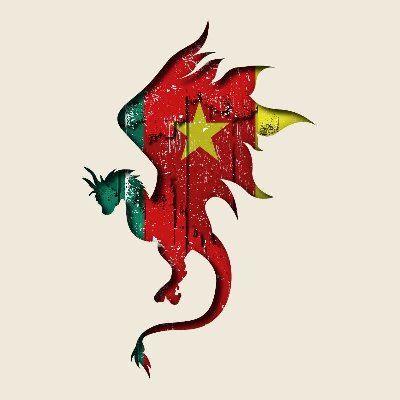 Drapeau du Cameroun - Cameroun - Silhouette de dragon