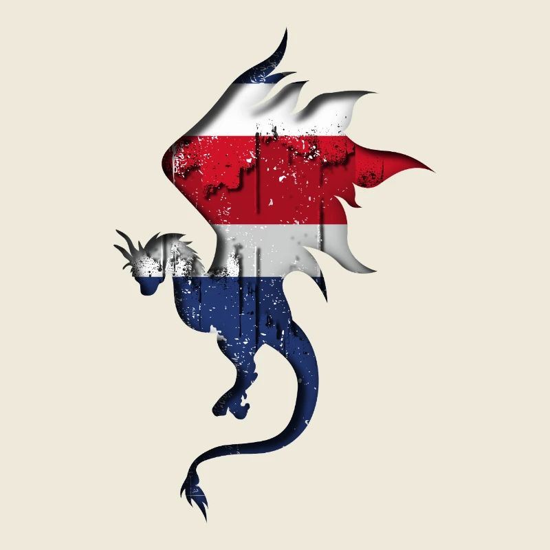 Drapeau du Costa Rica - Silhouette de dragon