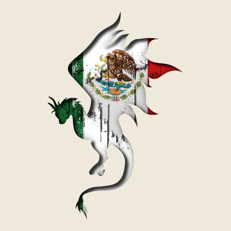 Flagge von Mexiko - Mexiko - Drachensilhouette