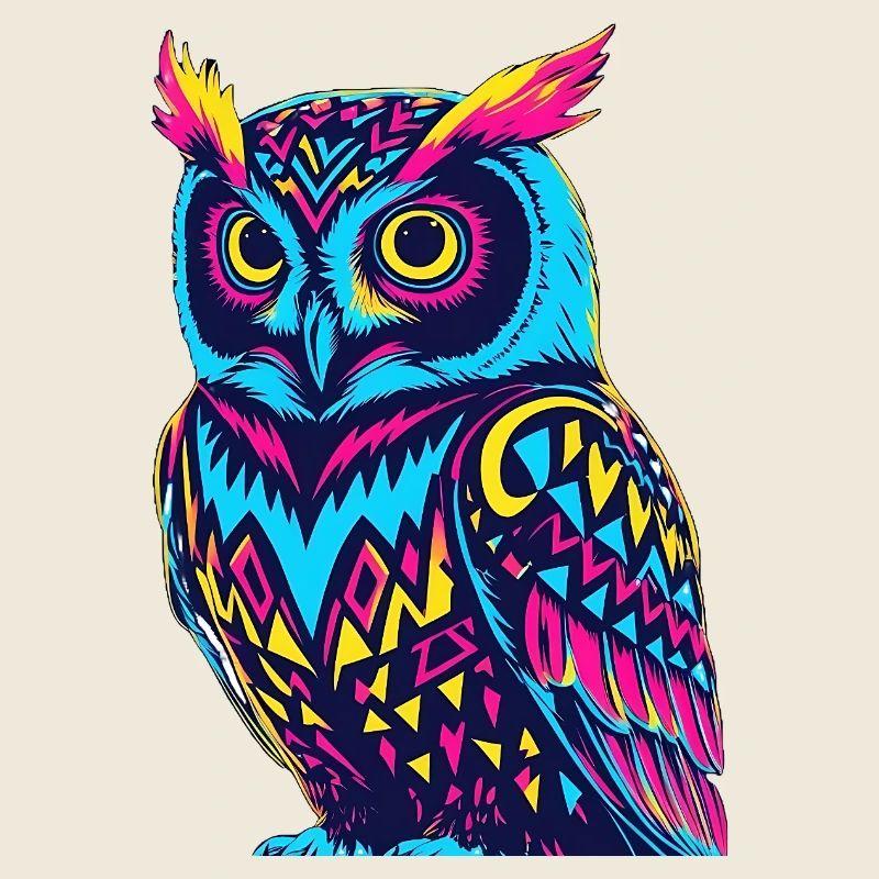 Neon Tribal Owl Design