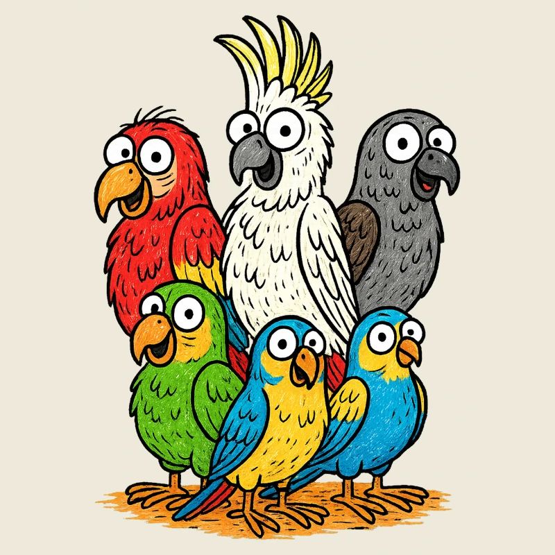 Lebendige Papageienbande Illustration