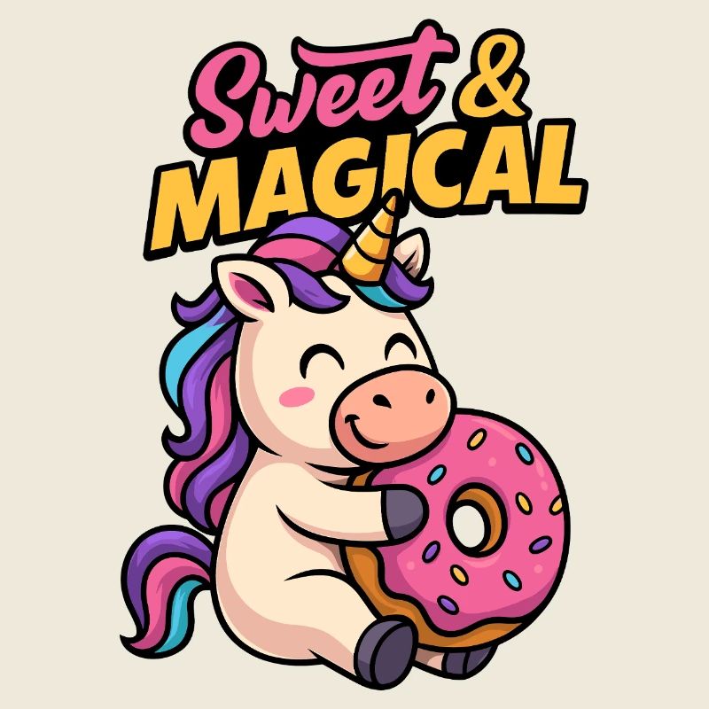 Süßes Einhorn mit Donut