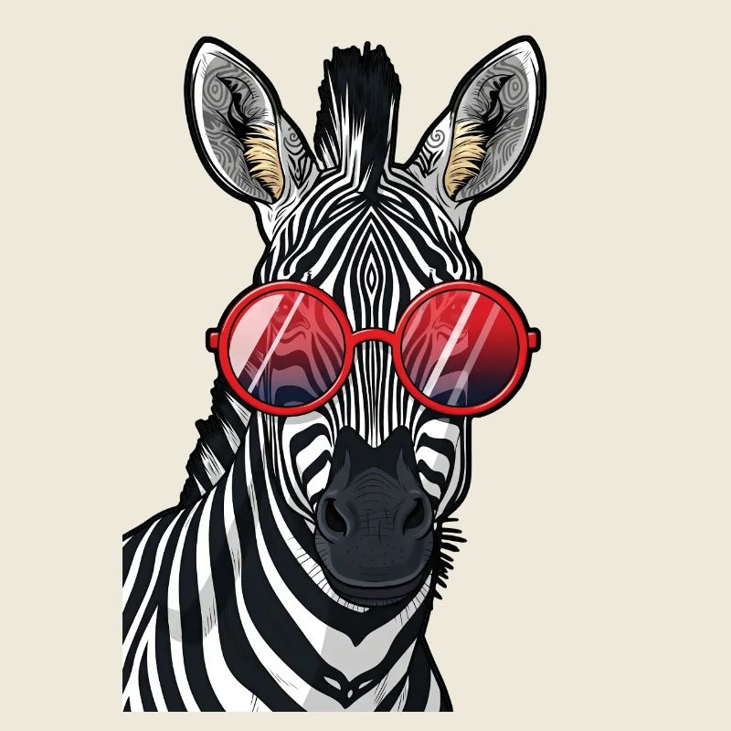Zèbre branché avec lunettes de soleil