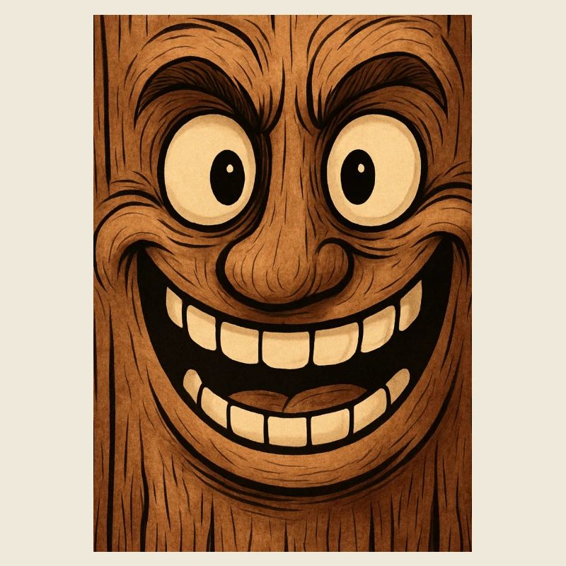 Masques en bois grimace souriante