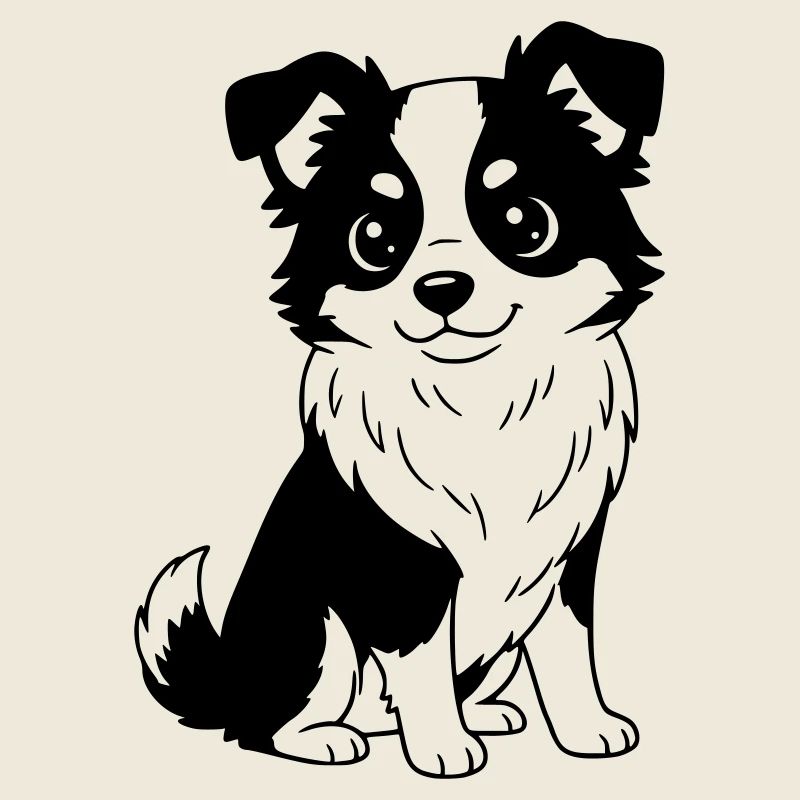 Australian Shepherd - Aussi - schwarzweiß