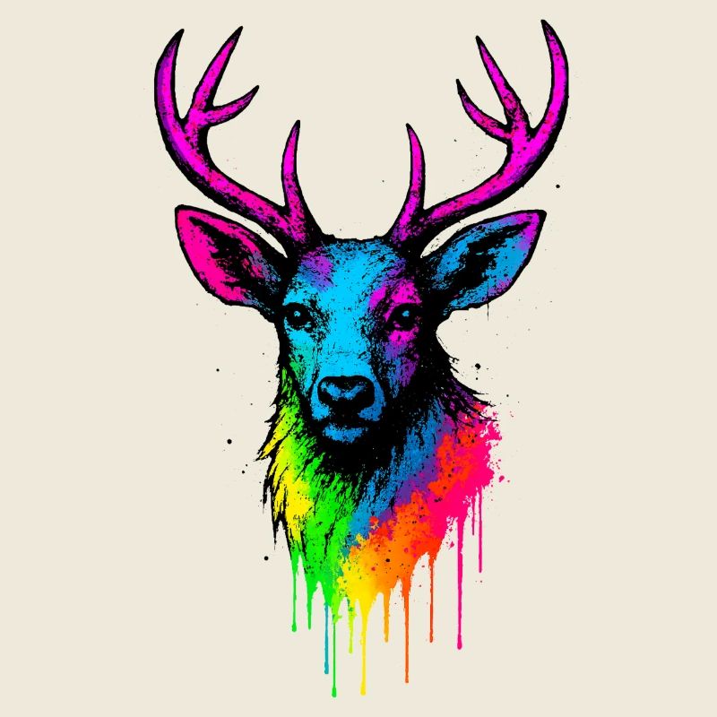 Regenbogen Hirsch Neon Splash
