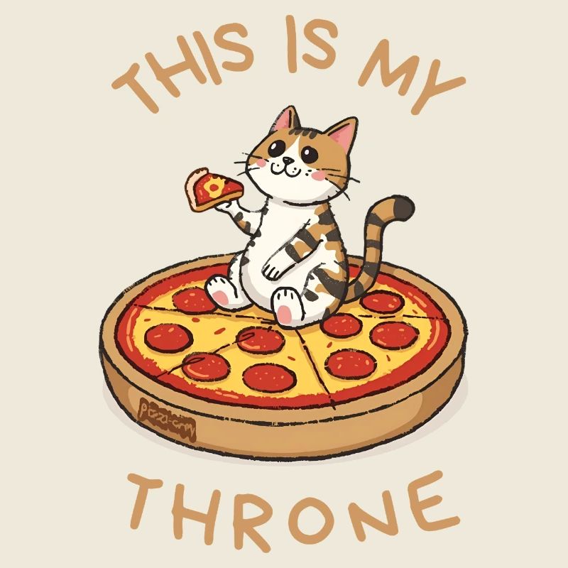 Chat de dessin animé sur pizza – C’est mon trône