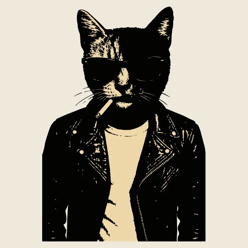 Noir Cat in Leather