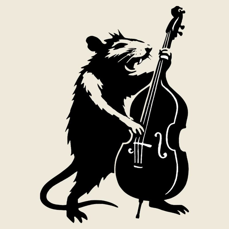 Bär mit Cello Monochrom