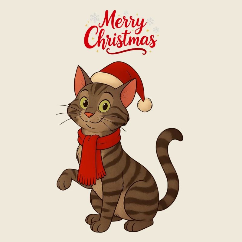 Graue Katze Frohe Weihnachten