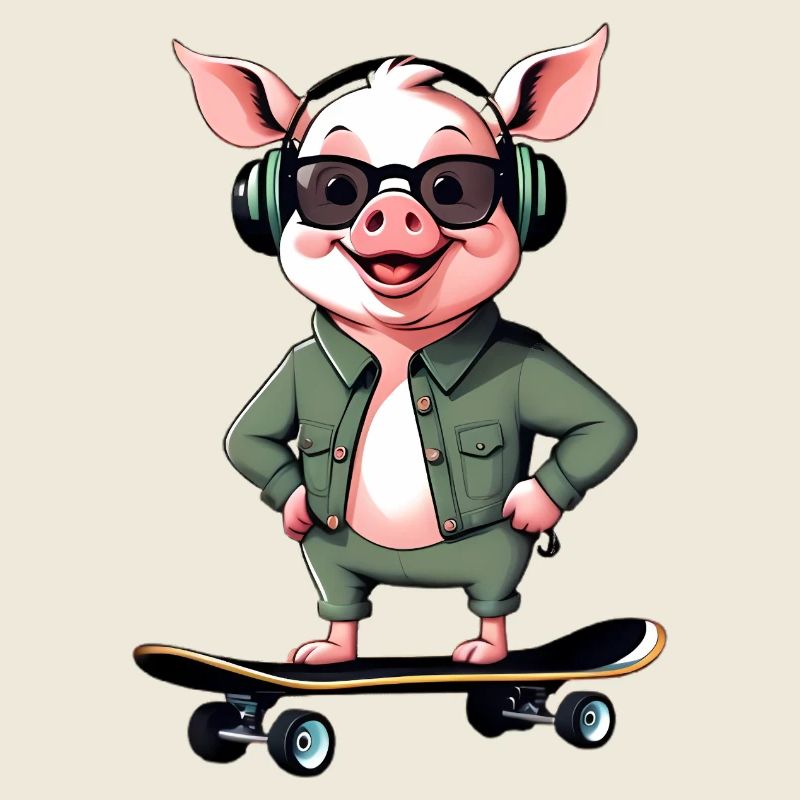 Skateboard Pig Look Rétro