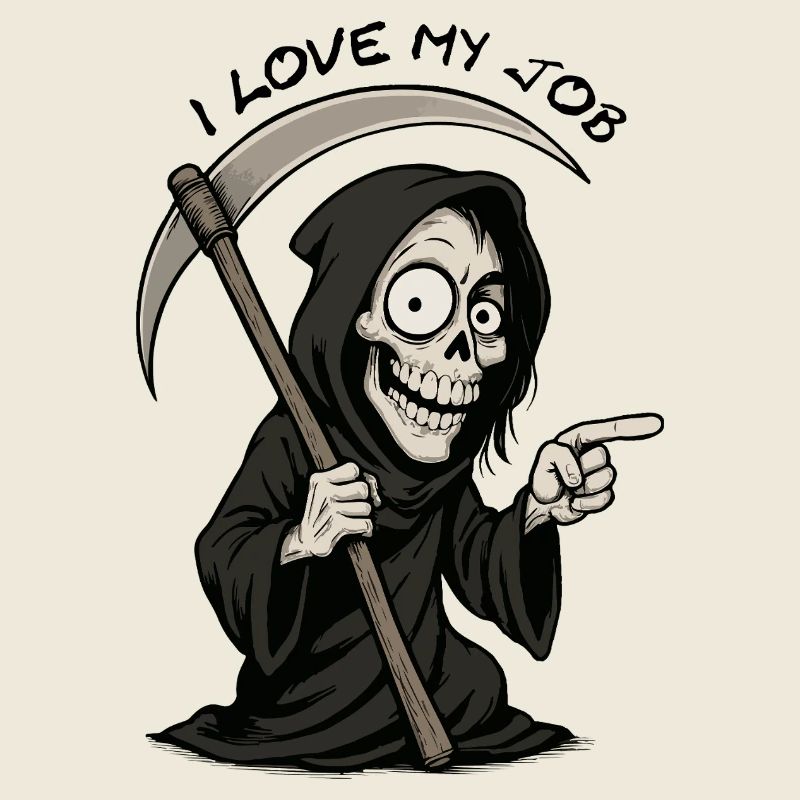 Grim Black Grim Reaper lächelt