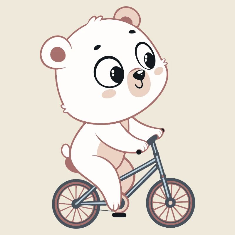 Ourson blanc cycliste pastel