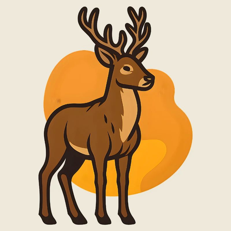 Hirsch im orangefarbenen Herzhintergrund