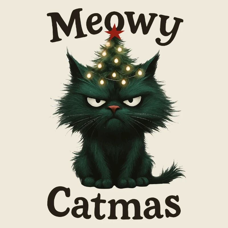 Meowy Catmas Grumpy Christmas Cat