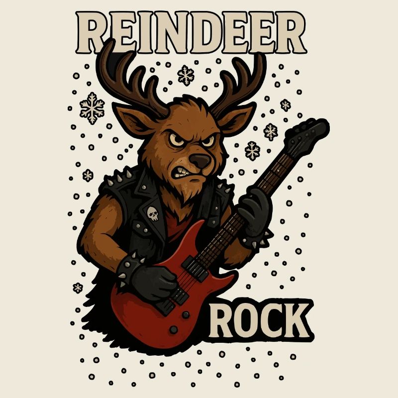 Reindeer Rock Guitar Punk Christmas Design