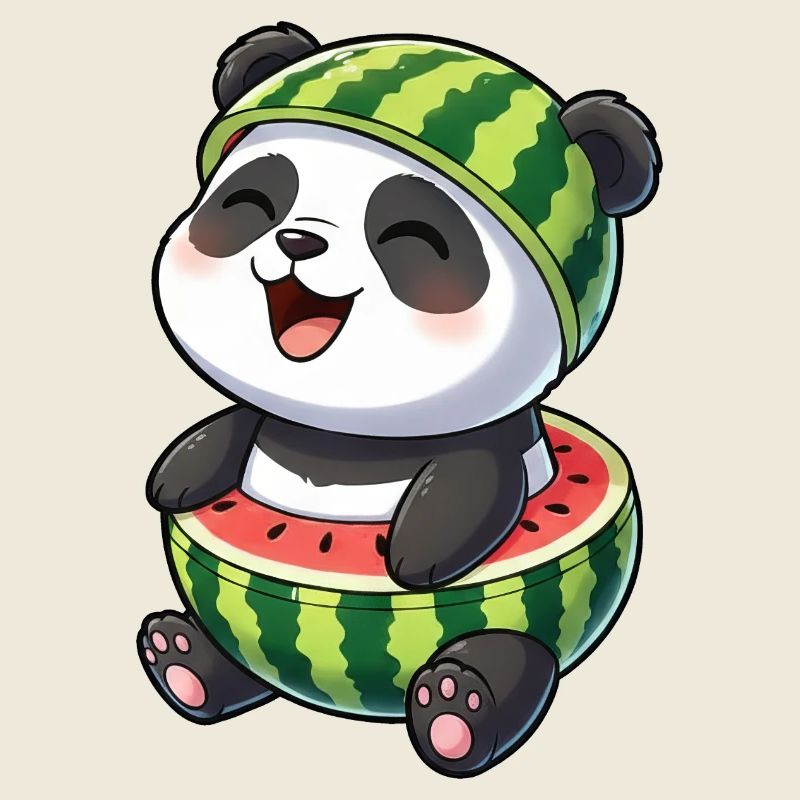 Süße Pandamelone Cartoon Wasserfrucht Sommerfreude