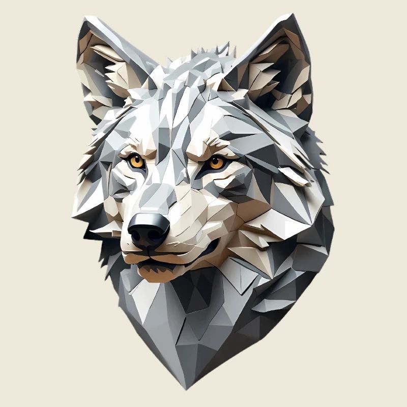 Wolfskopf LowPoly Geometrisch