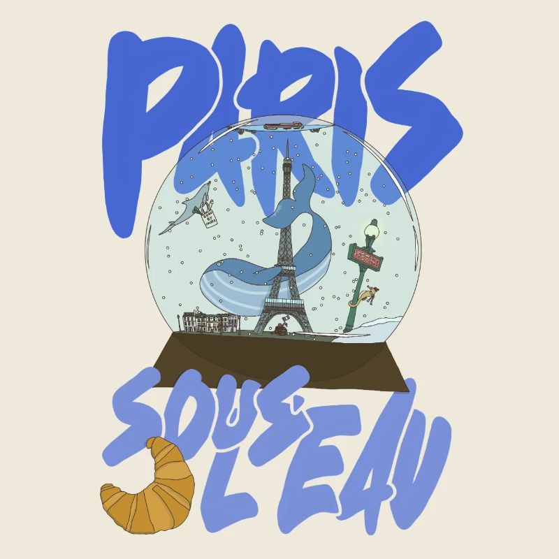 Paris Snowglobe Bleu - icône Eiffel