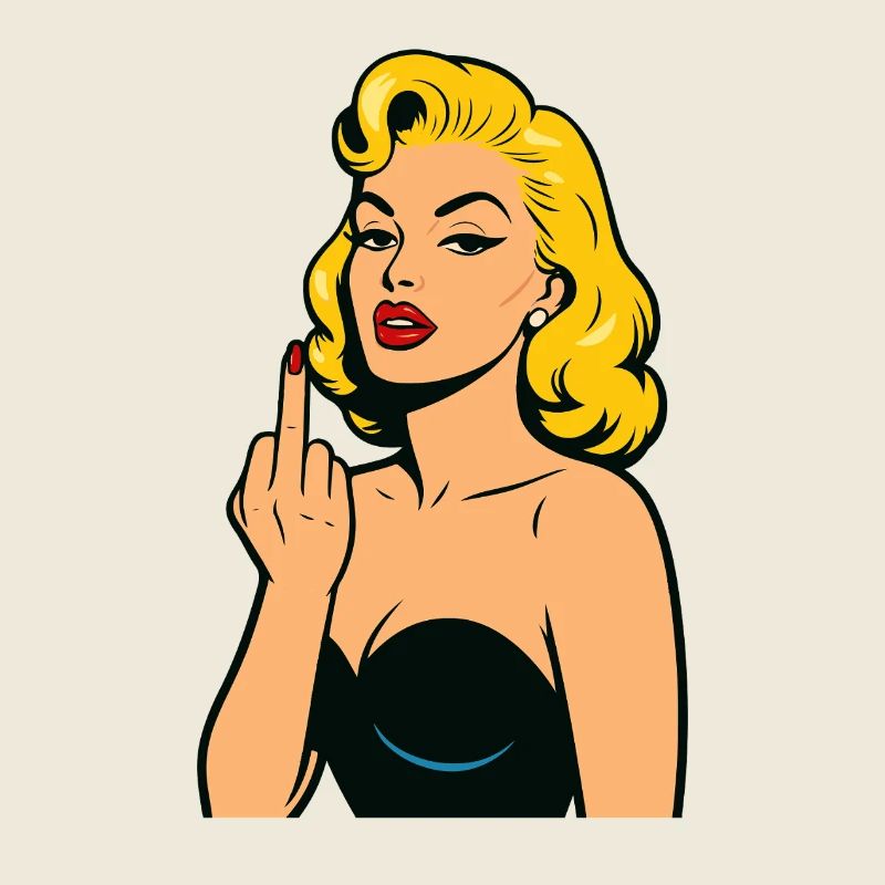 Frau Pop-Art-Rebell Mittelfinger