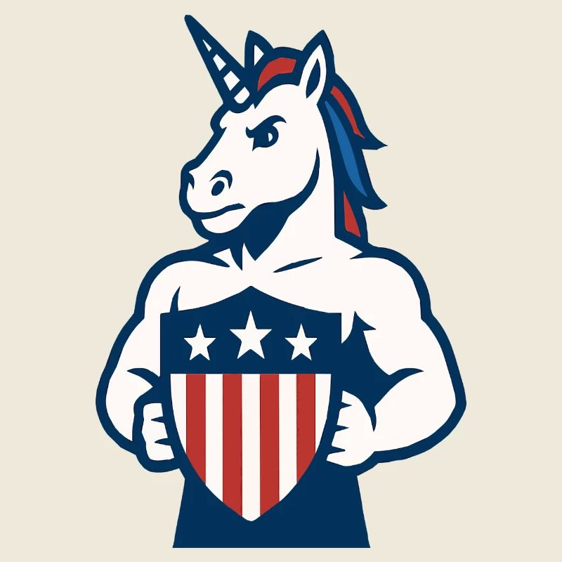 Patriotic Unicorn Guardian Mascot Shield Design