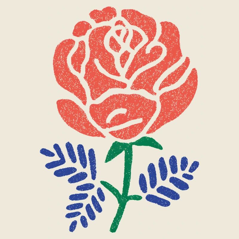 Rose corail aux feuilles bleu-vert