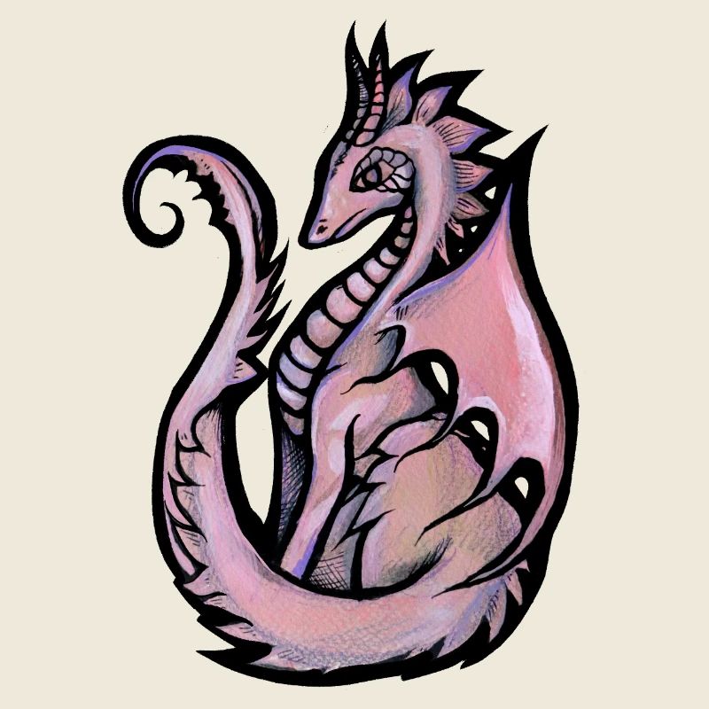Pastel Dragon Silhouette