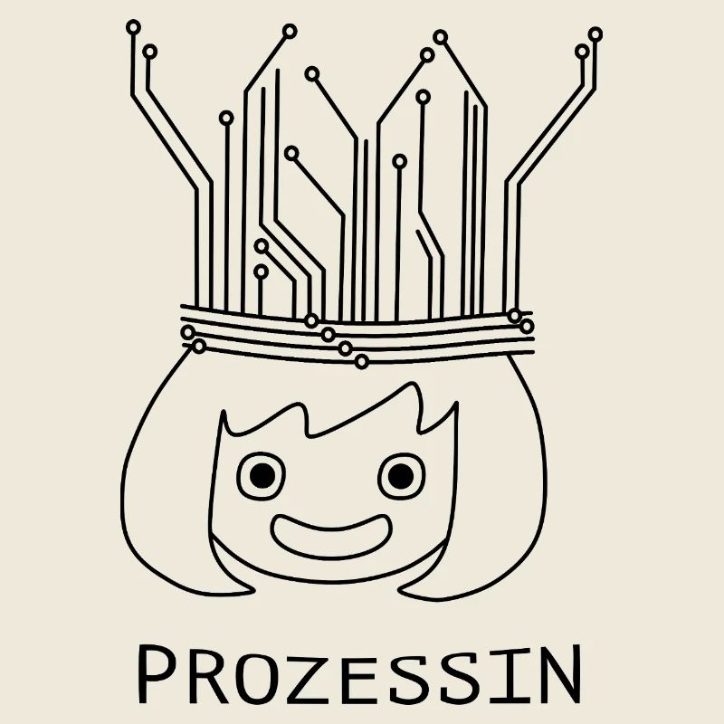 Prozessin mit Tech-Krone