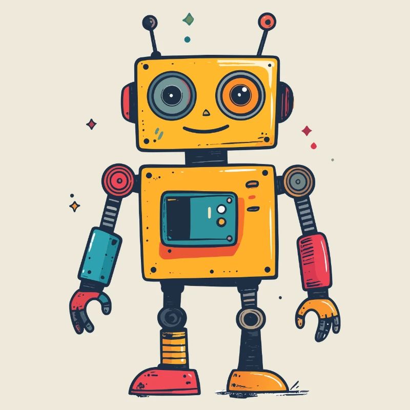 bunter lustiger verspielter Retro Roboter
