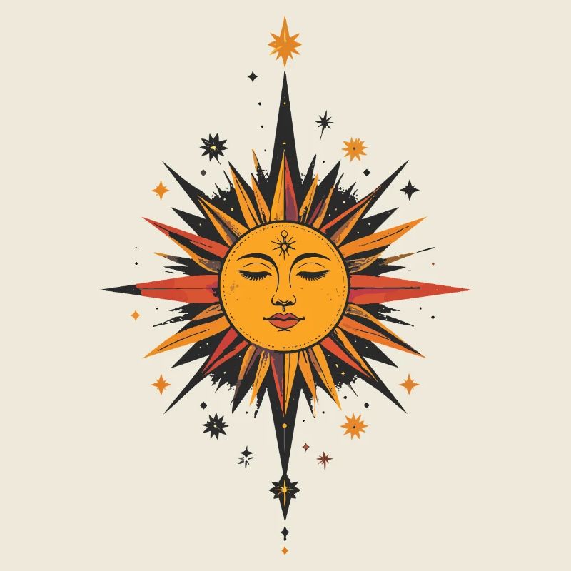 Sonnenstern Talisman Muster Sonne Mond Sterne